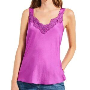 108$ NIC+ZOE Lace Trim Sweetheart Tank Top Sleeveless Size XXL Vivid Magenta